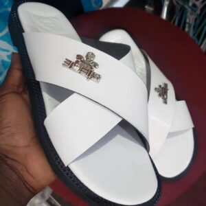 Ghana Made Men's Slippers (White)