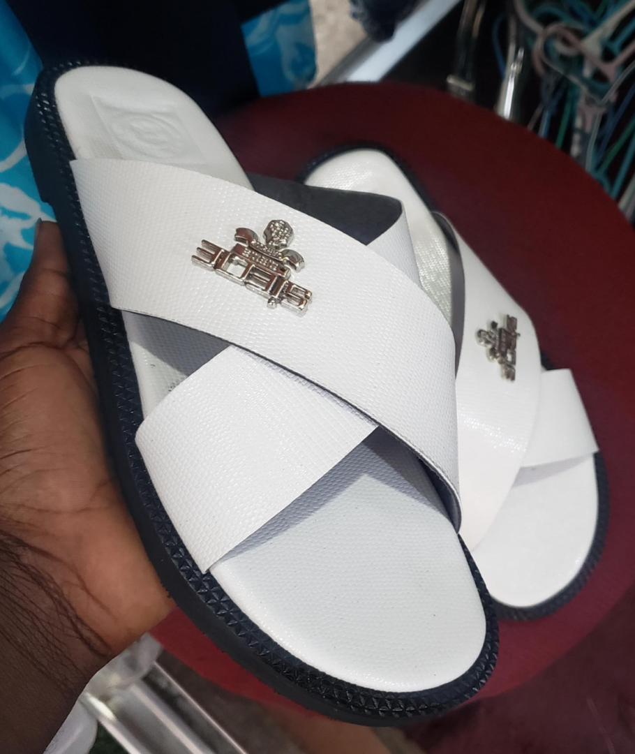 Ghana Made Men's Slippers (White) 1 Ghana Made Men's Slippers (White)
