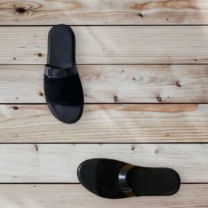 Ghana Made Men's Slippers ( Black Suede Open Toes)