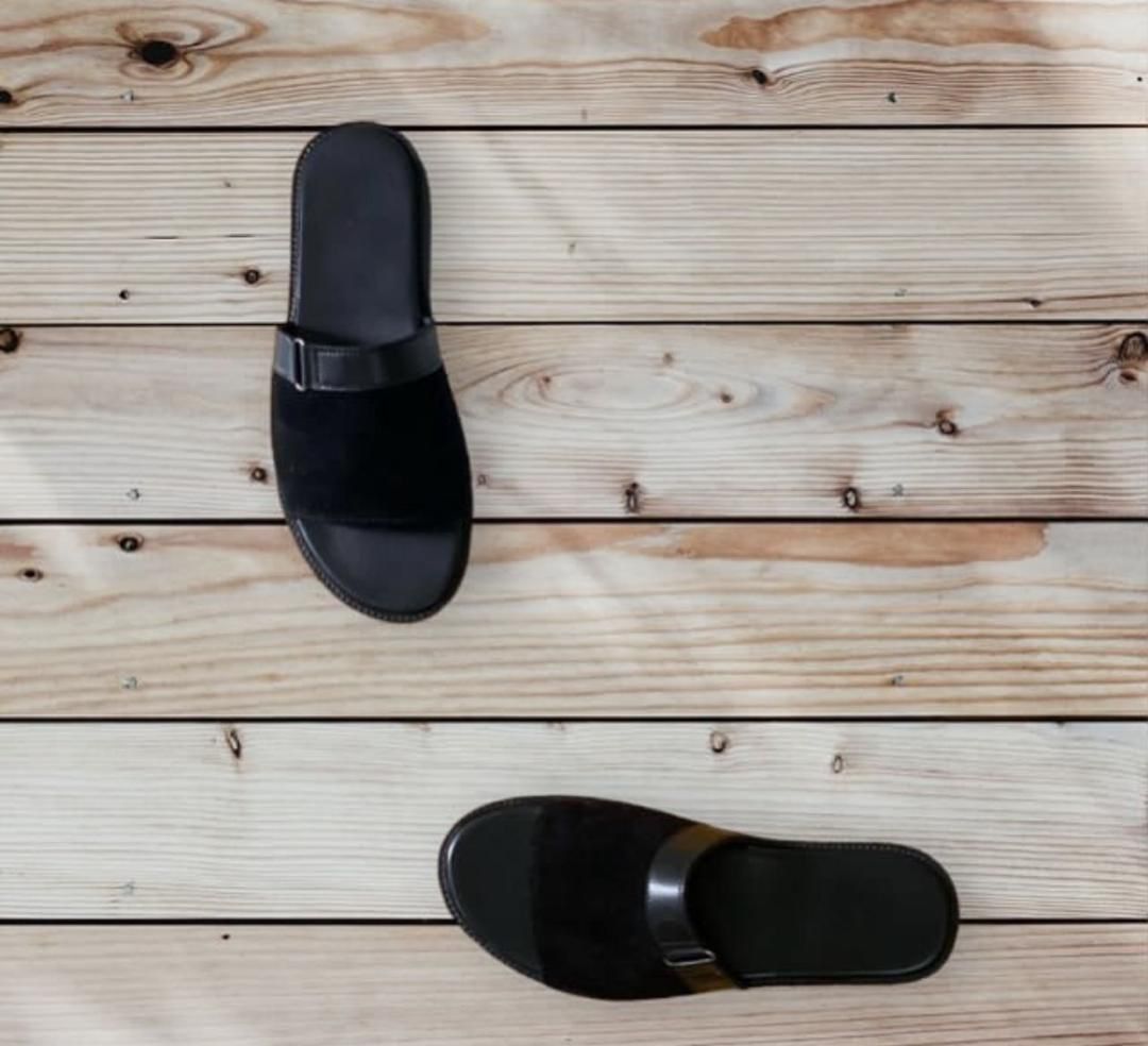 Ghana Made Men's Slippers ( Black Suede Open Toes) 1 Ghana Made Men's Slippers ( Black Suede Open Toes)