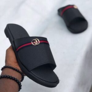 Ghana Made Men's Slippers (Black & Red)