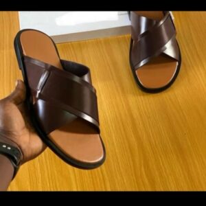 Ghana Made Men's Slippers (Plain Brown Leather)