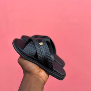 Ghana Made Men's Slippers (Versace Black)