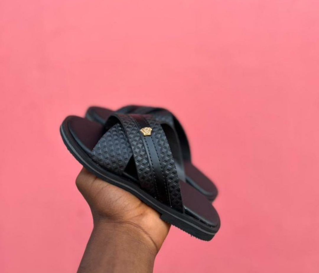 Ghana Made Men's Slippers (Versace Black) 1 Ghana Made Men's Slippers (Versace Black)