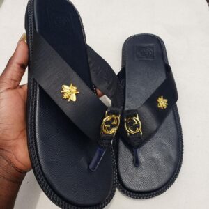 Ghana Made Men's Slippers (Gucci Token Black)