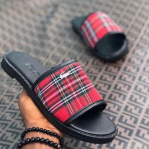 Ghana Made Men's Slippers (Red & Black Lacoste)