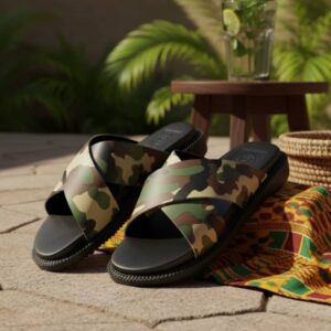 Ghana Made Men's Slippers (Camouflage Leather Design)