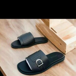 Ghana Made Men's Slippers (Black Open Toes)