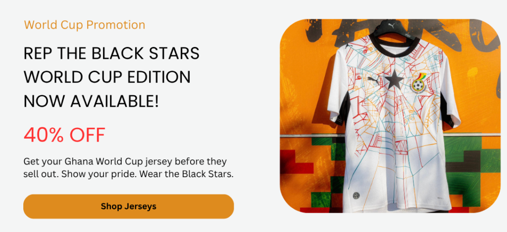 Ghana's Black Stars 2026 World Cup jersey collection banner